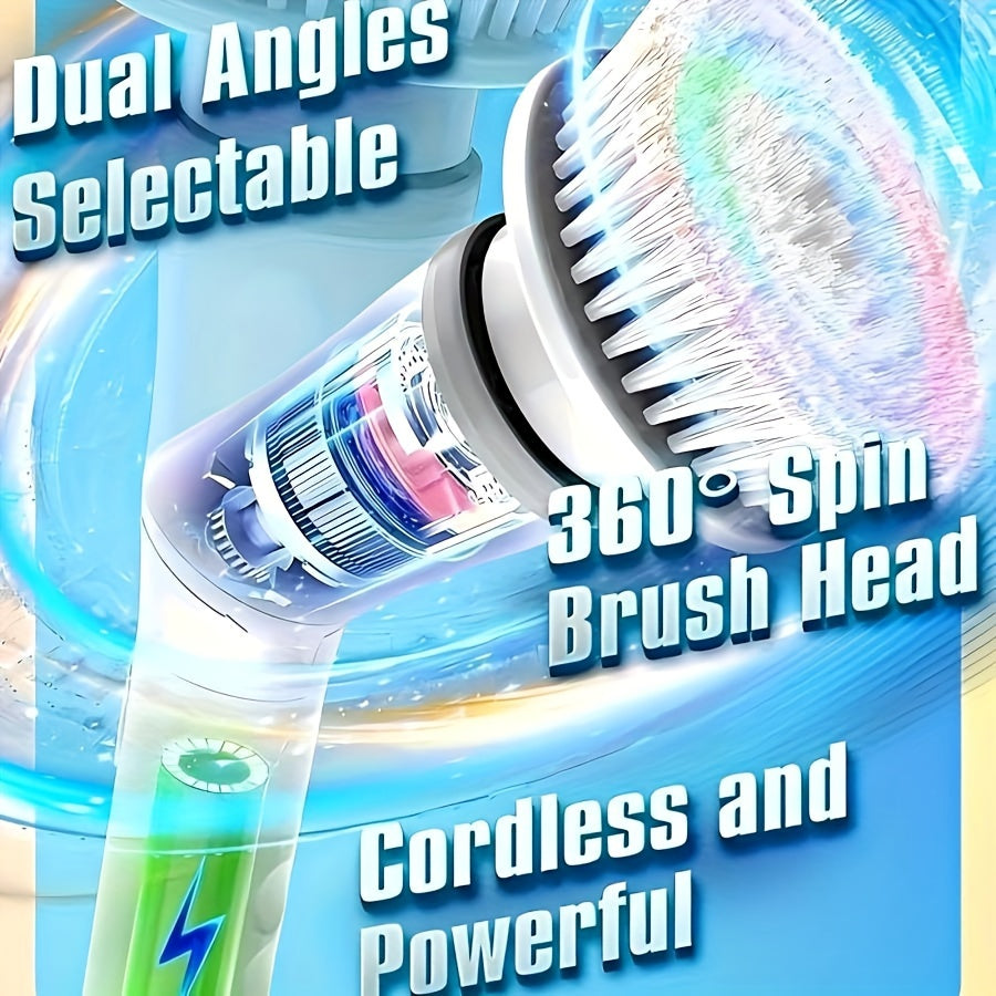 O'zgartiriladigan cho'tkali va sozlanadigan tutqichli hammom tozalash uchun simsiz elektr aylanuvchi tozalagich