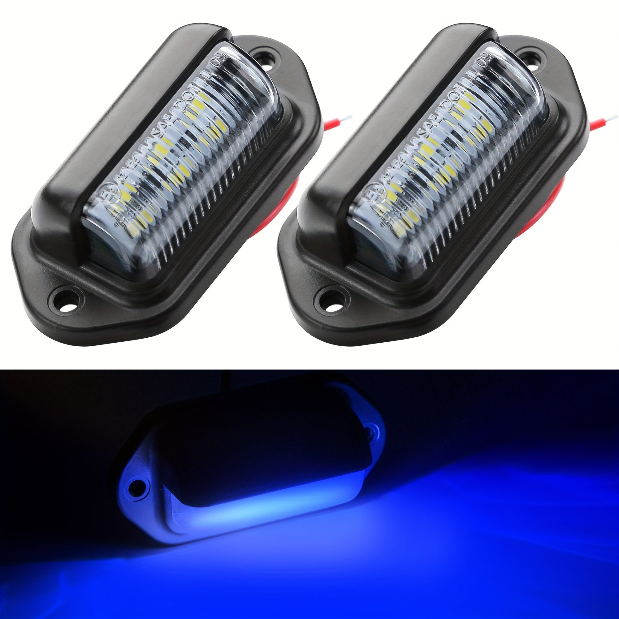 12V-24V Avtomobil raqam belgilari uchun chiroq 6LED 2-to'plam, avtomobillar, yuk mashinalari, avtoulovlar uchun