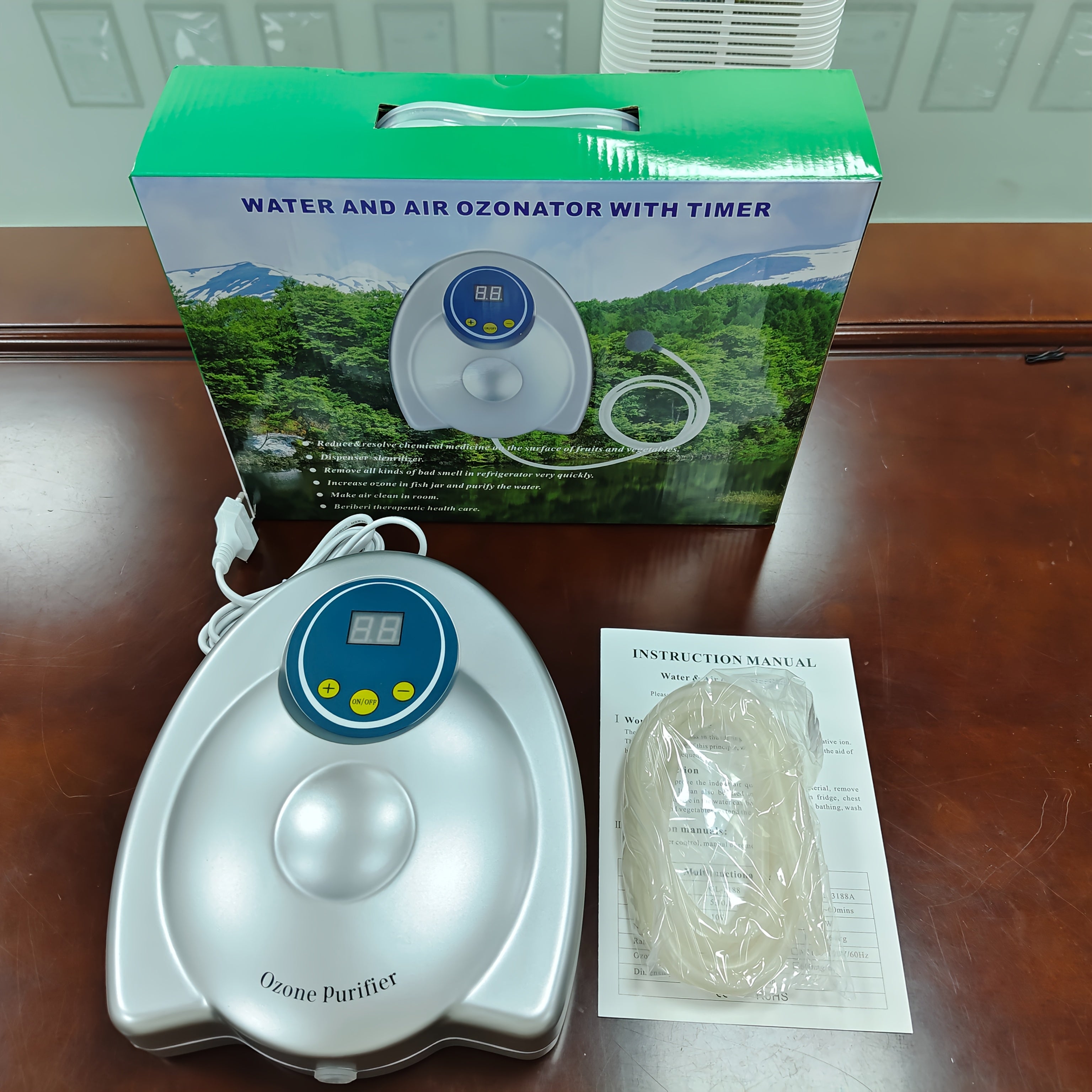 GL-3188 Ko'p funktsiyali meva va sabzavotlarni sterilizator Ozon texnologiyasi bilan - devorga o'rnatiladigan, 220-240V, ABS material, Oq va Ko'k dizayn