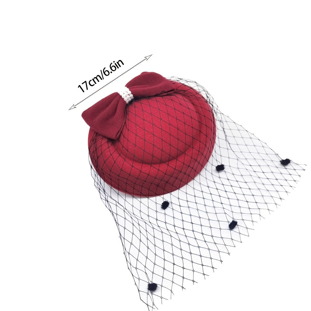 Элегантная шляпка-пилбокс с заколкой для волос и фасцинатором для дам в ретро-стиле, идеально подходит для коктейльных вечеринок, чаепитий и особых случаев.