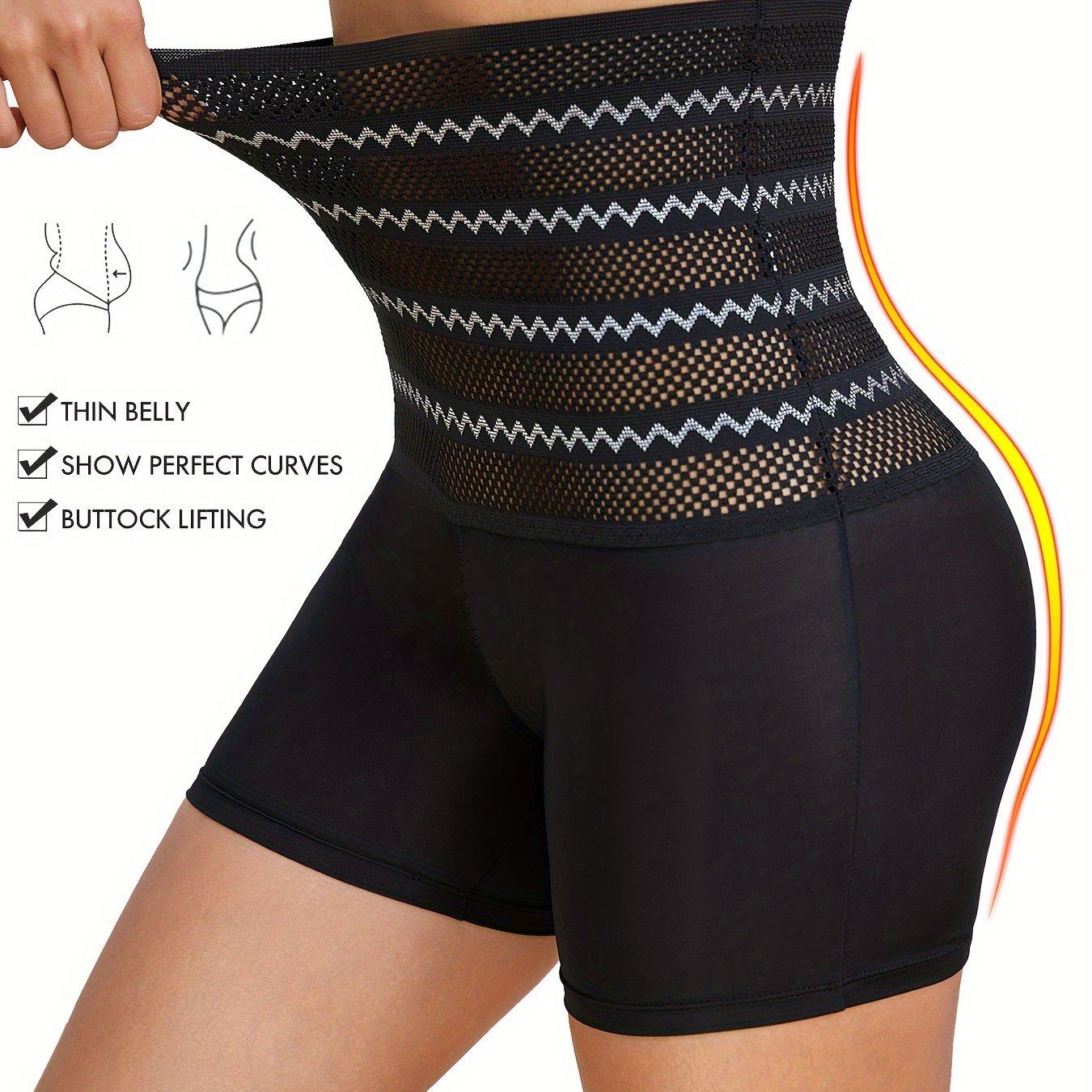 Bragas moldeadoras de cintura alta para mujer, control de abdomen, levantador de glúteos, transpirables, de color sólido