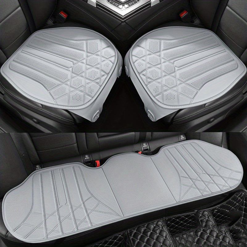 3pcs Polyester Fabric Car Seat Covers Universal Rear Breathable All-Season