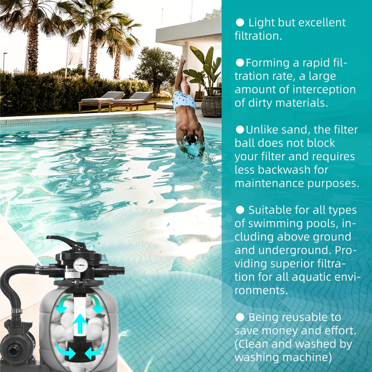 Medios filtrantes para piscinas bolas filtrantes para clarificación del agua de piscina