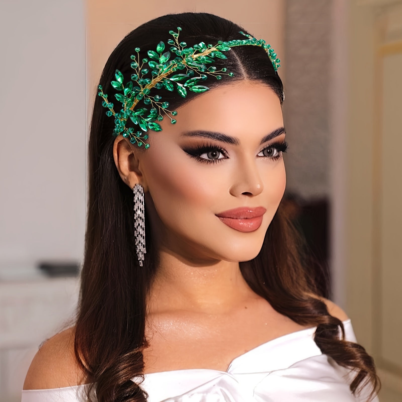 Crystal Headband Tiara for Women in Red Green and Blue for Weddings Proms and Parties