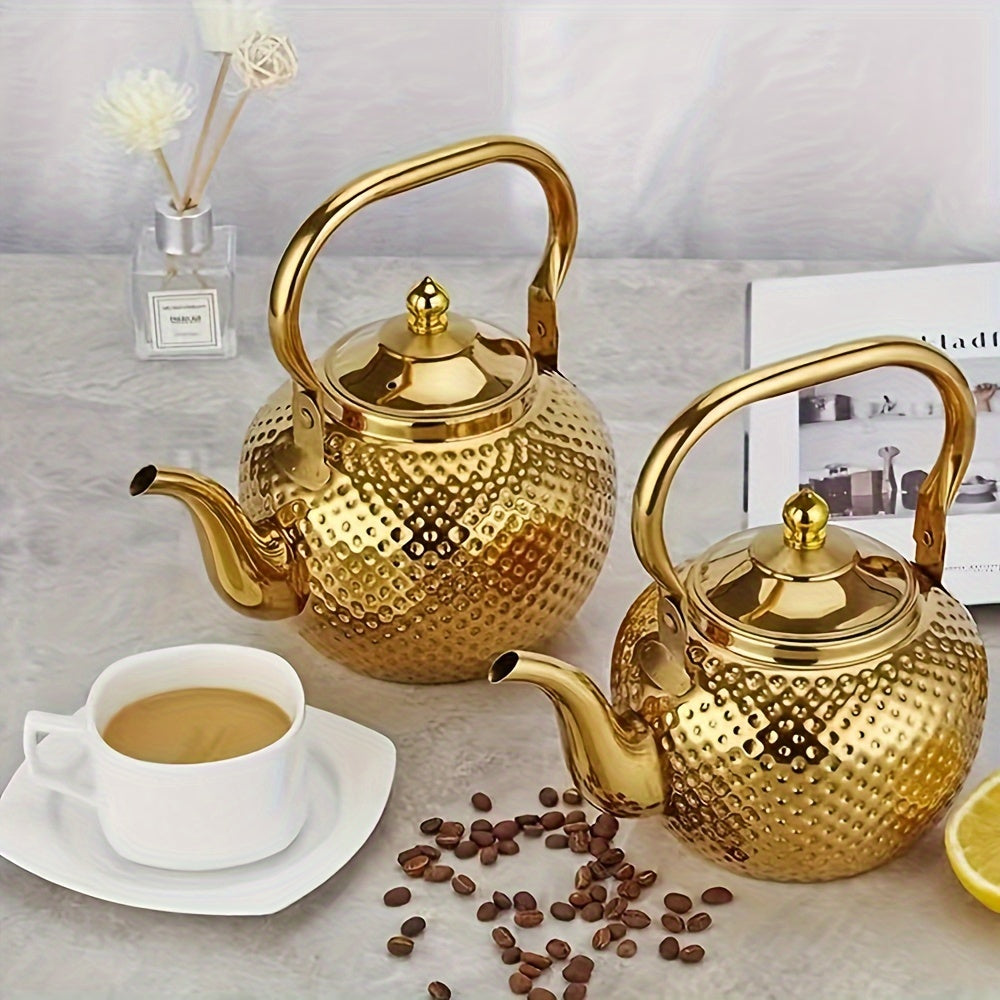 Tetera de acero inoxidable martillado para preparar té, café y leche