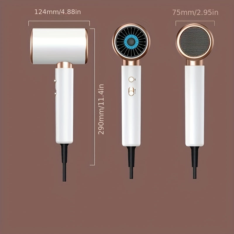 Secador de pelo iónico con 3 velocidades, aire caliente y frío, iones negativos, cable de 1.8M