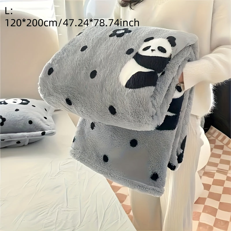 Soft Warm Panda Velvet Throw Blanket for Sofa Travel Office Naps