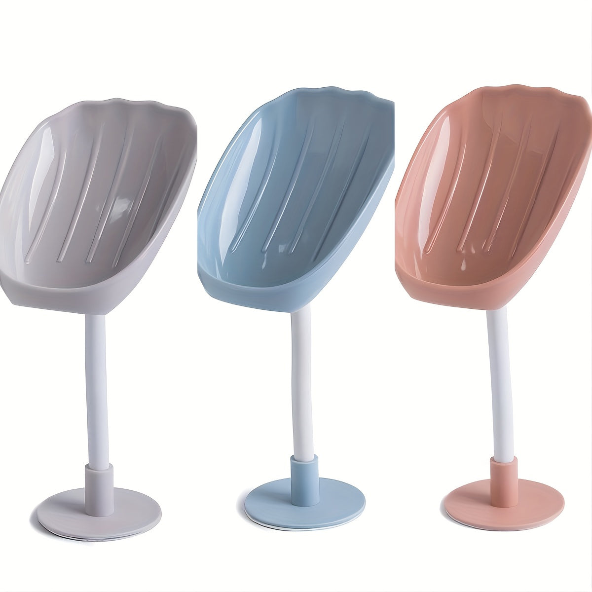 Jabonera con forma de concha en blanco, rosa y púrpura para organización del baño