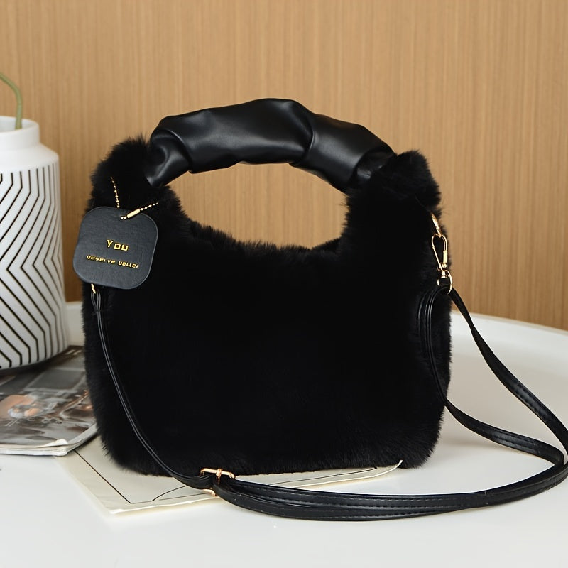 Zipperli, yuqori tutqichli zamonaviy sun'iy mo'yna pochtasi - barcha yoshlar va tadbirlar uchun mos - kuz va qish uchun engil clutch.