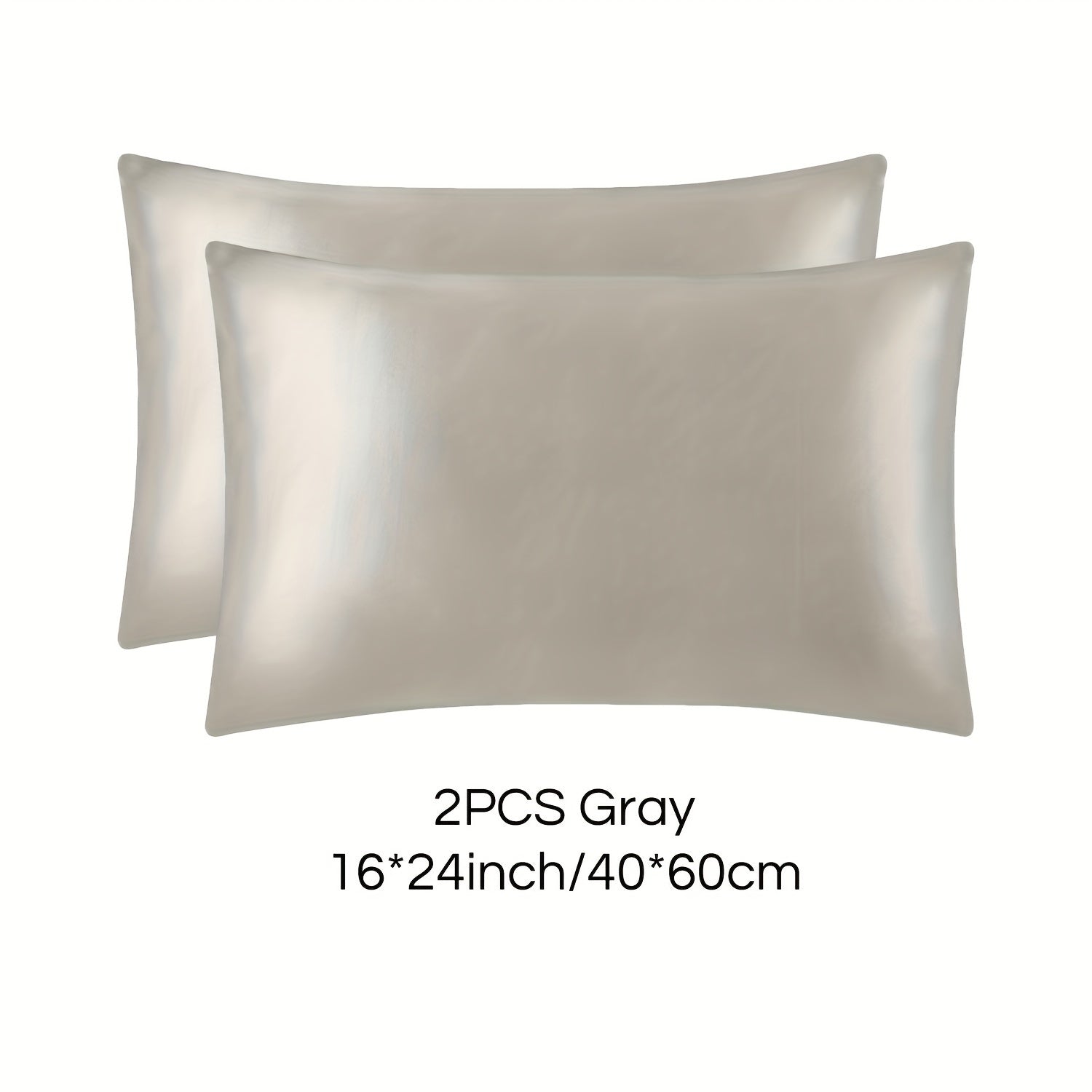 Set of 2 Mulberry Silk Pillowcases Hypoallergenic Satin Weave Solid Color Invisible Zipper Machine Washable Skin Hair Care