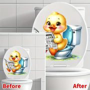 Cute Duckling Bathroom Decal Waterproof Self-Adhesive Animal Theme Square Reusable Decor