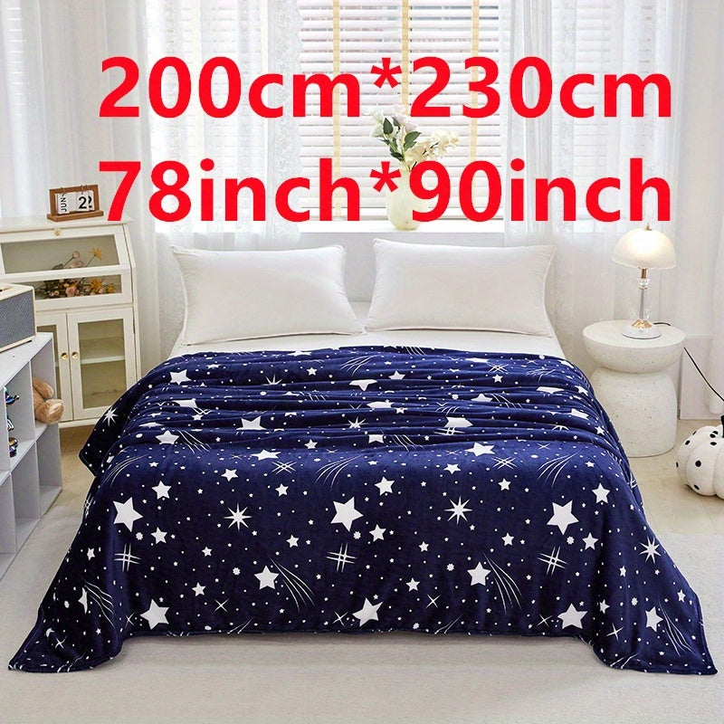 Meteor Shower Pattern Flannel Fleece Blanket for Couch Bed Cozy Lightweight Polyester