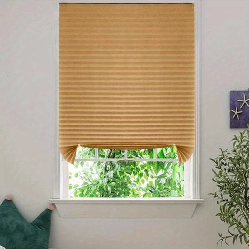 Blackout Door Curtain in Black or Coffee Brown Non-Woven Fabric Pleated Blinds for Kitchen Bathroom Living Room