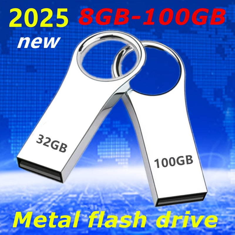 Metal USB 2.0 Flash Drive 8GB to 100GB Durable Metal Shell Shockproof Data Storage