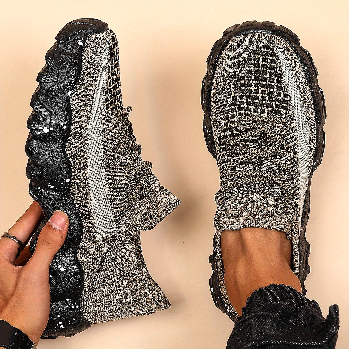 Men's Woven Fabric Sneakers Casual Sport Lace Round Toe Spring