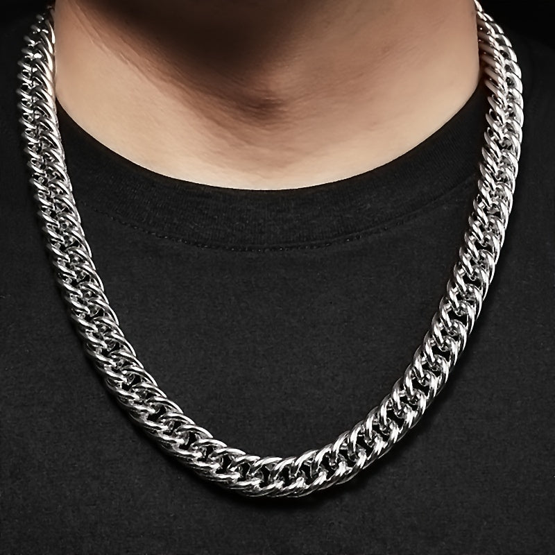 Men's Stainless Steel Necklace and Bracelet Set 10mm Thick Chain Fashion Accessories
