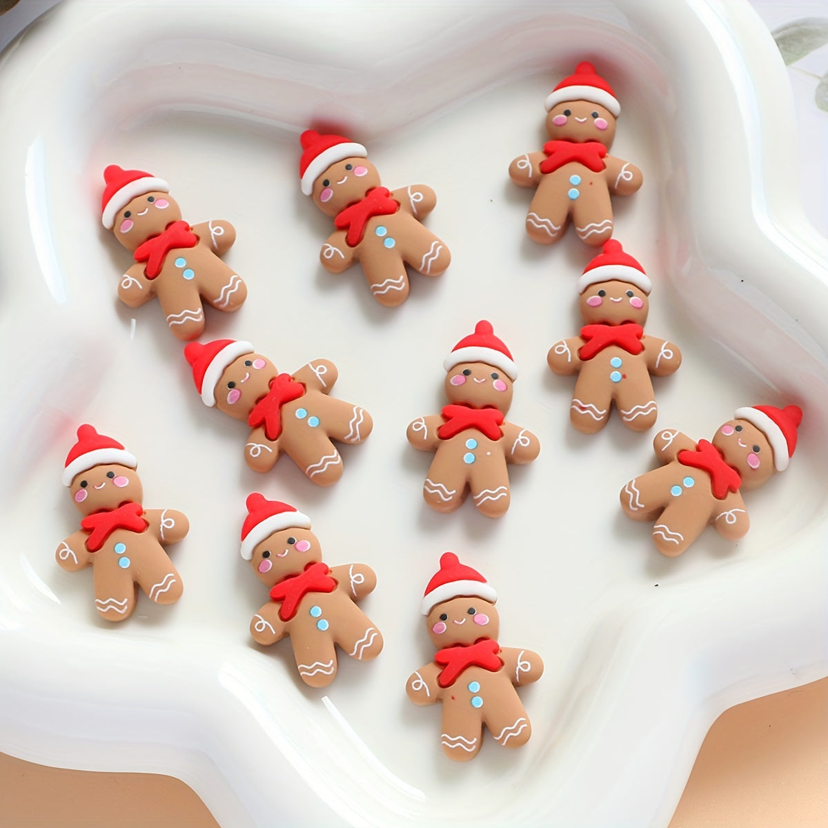 Set of 10 Christmas Gingerbread Ornaments for DIY Crafts and Decoration