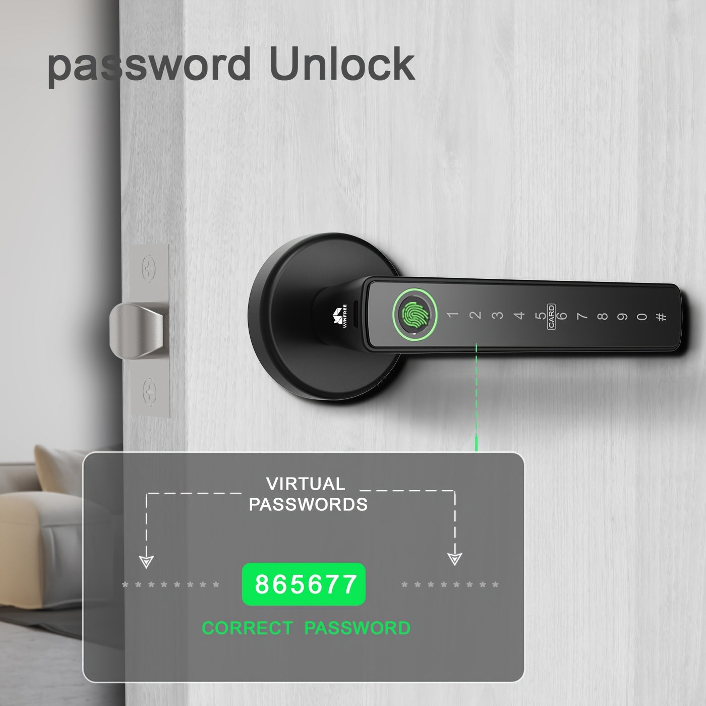 Smart Aluminum Alloy Wireless Door Lock with Fingerprint Passcode Card and App Compatibility