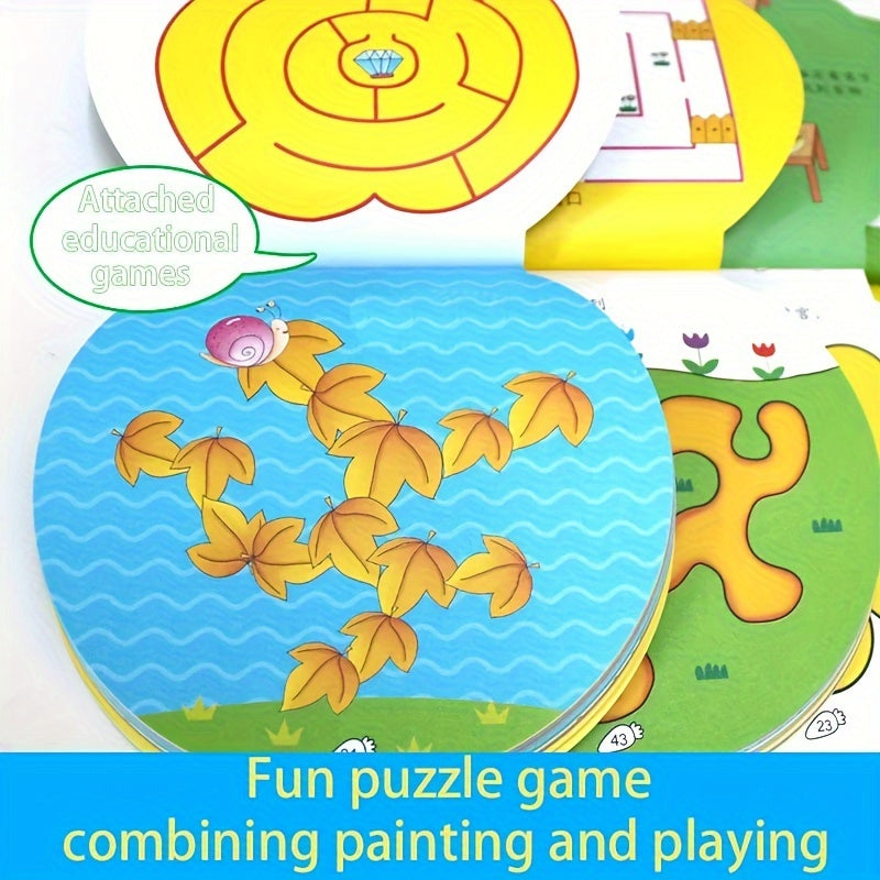 Coloring Book for 2-6 Year Olds with Animals and Portable Painting Supplies Pink