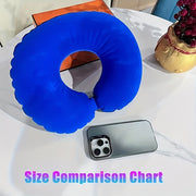 Inflatable Travel Neck Pillow U-Shaped Blue Air Pillow for Long Flights