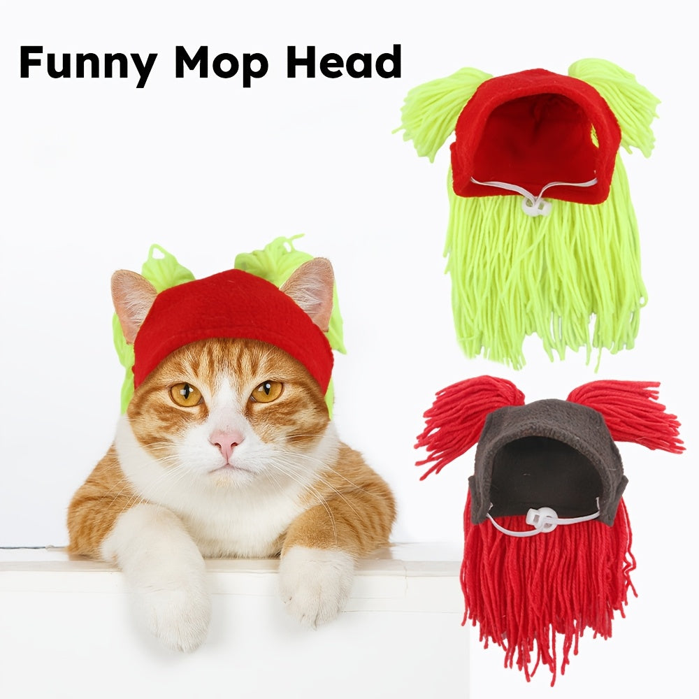 Uy hayvonlari soch to'plari qopqog'i, ikki qirrali mop bosh, yashil va qizil, kulgili va yoqimli