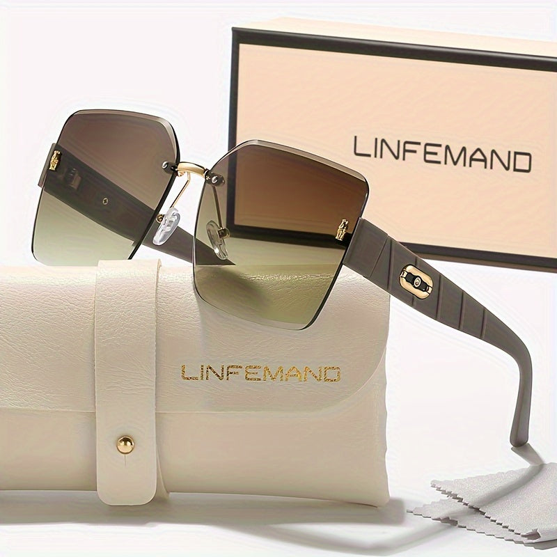 Oversized Frameless Gradient Fashion Glasses Women Casual Beach Eyewear