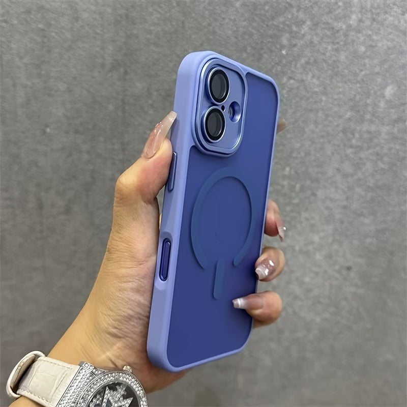 Semi-Transparent Frosted Magnetic Phone Case for iPhone 16 Series Shockproof Wireless Charging