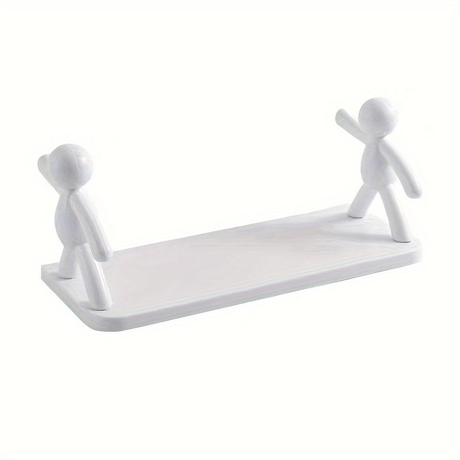 Estante de pared de plástico duradero con diseño humanoide, sin taladro, para baño, sala de estar, dormitorio y balcón, soporta 2kg