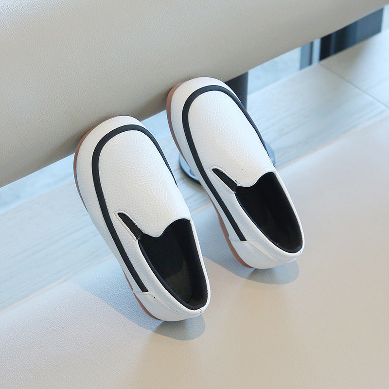 Boys Toddler Slip-On Loafers Rubber Sole PU Material British Style All-Match