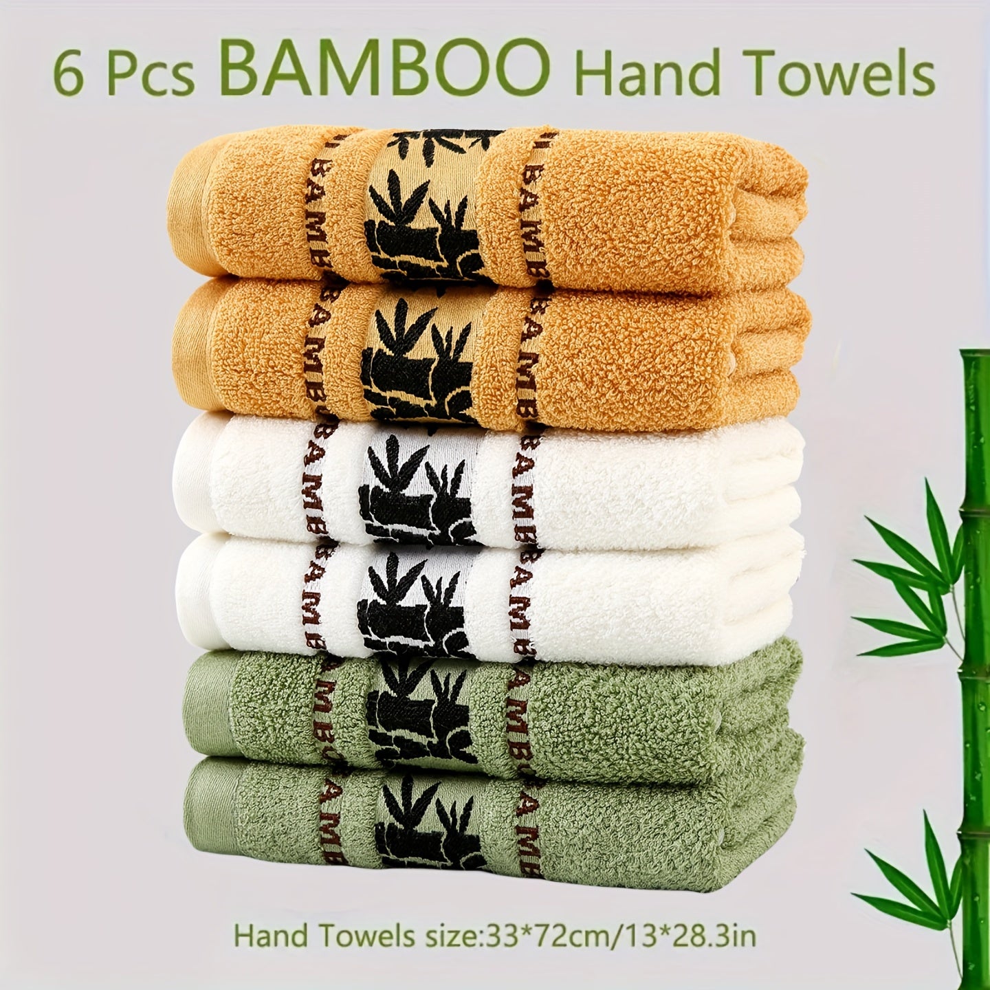 6-Piece Bamboo Fiber Towel Set Soft Quick-Dry Absorbent for Home Gym Bathroom