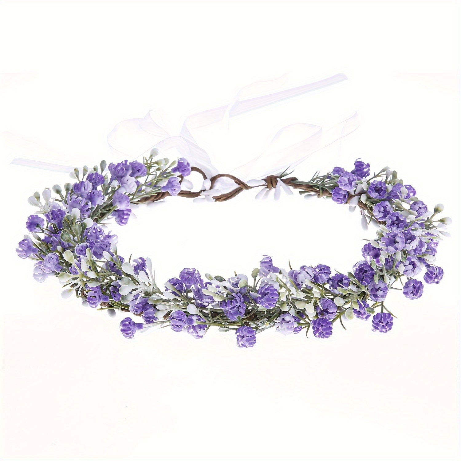 Artificial Baby's Breath Flower Crown Headband Floral Headpiece for Weddings Parties Festivals