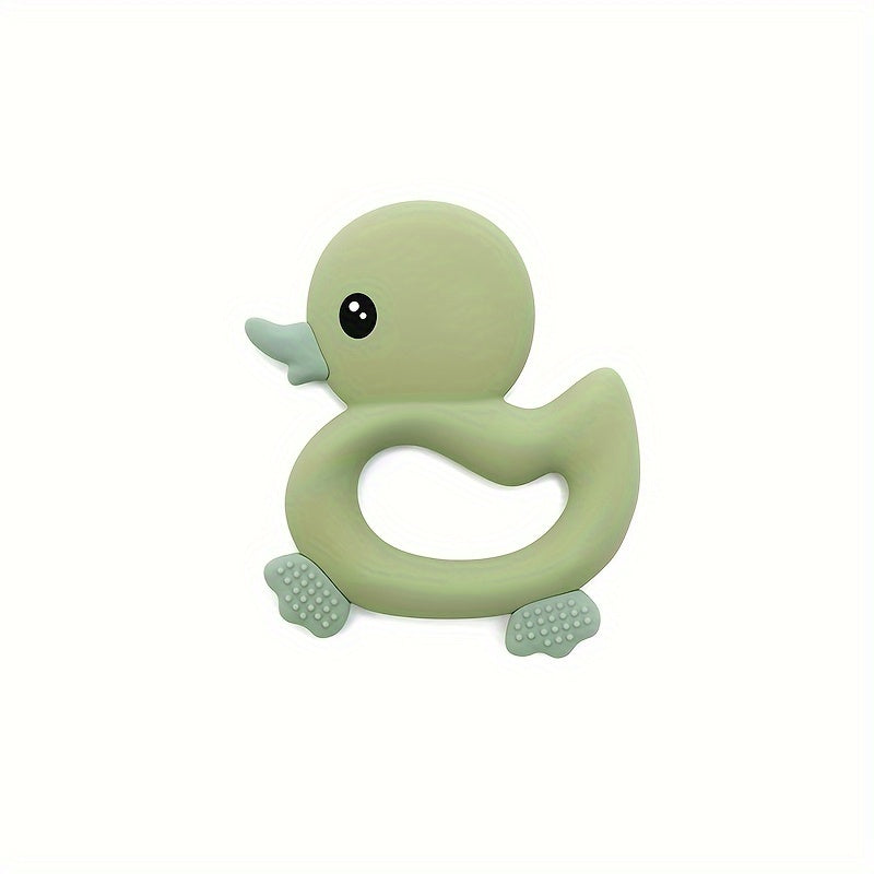 Baby Silicone Teether Duck Shape BPA-Free Oval Teething Ring for Infants