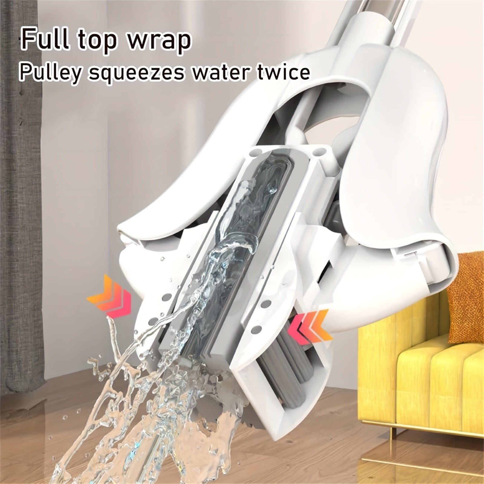 Rubber Telescopic Sponge Mop with Hand-Washing Self-Squeezing for Kitchen and Living Room