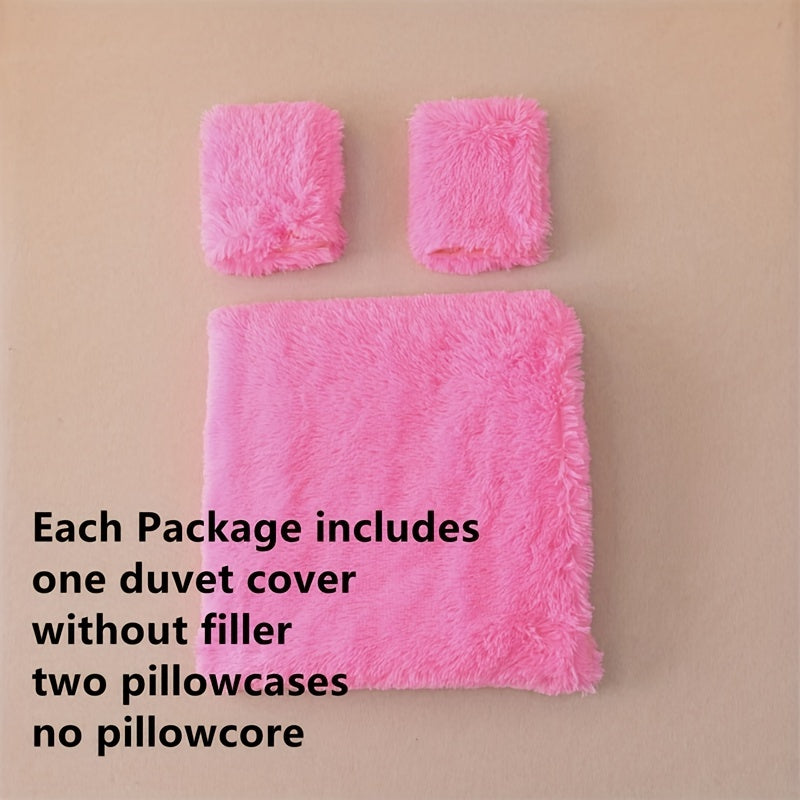 3-Piece Solid Color Duvet Cover Set for Autumn and Winter Bedding Includes Duvet Cover and Pillowcases