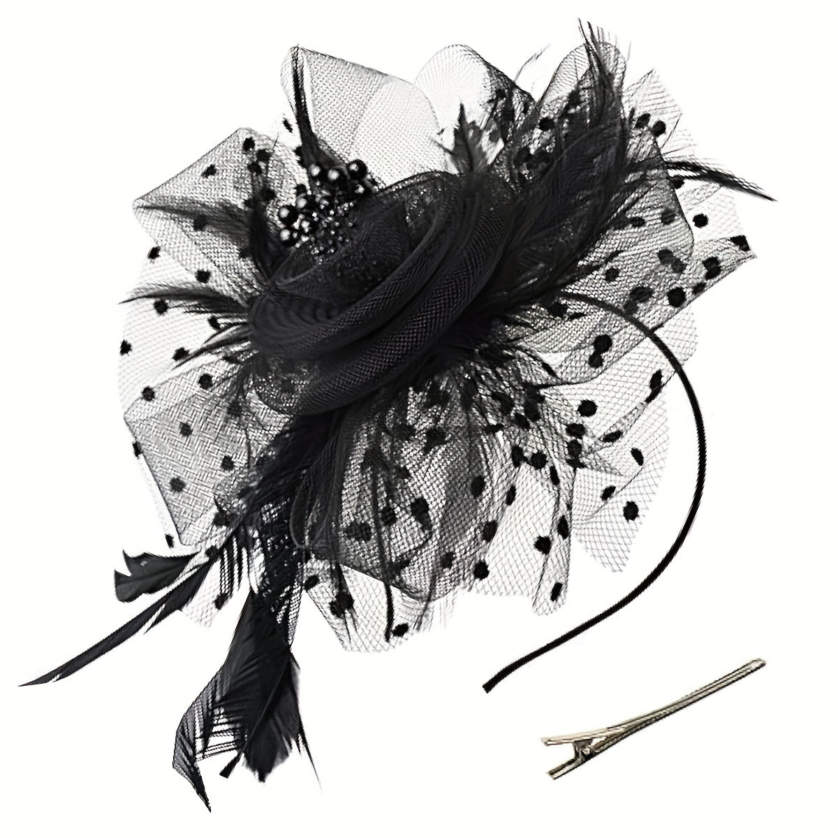 Ayollar uchun Vintage Chic Fascinator Shlyapa - Chiroyli Tarmoq Gul, Qush Tuxumlari va Klipli Boshband bilan 50-yillar va 60-yillar uslubida - Choy Partiyalari, Derby Kuni, To'ylar va Retro Yig'ilishlar uchun ideal