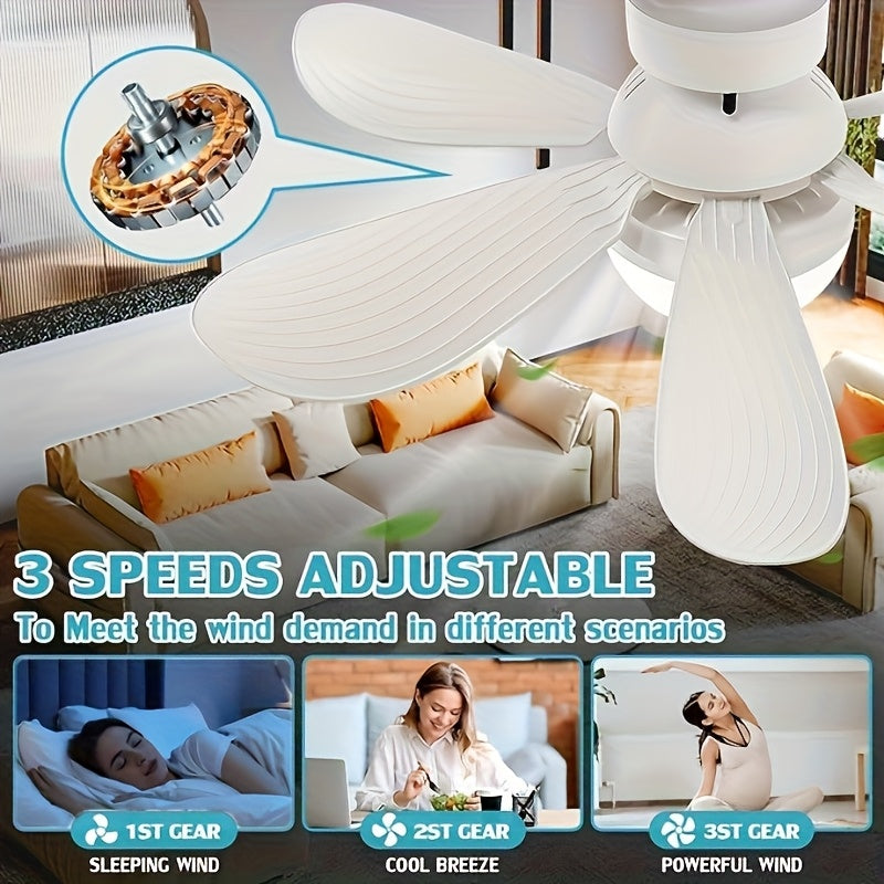 52cm Ceiling Fan Light with Remote Dimmable 3000K-6500K E26/E27 Socket White