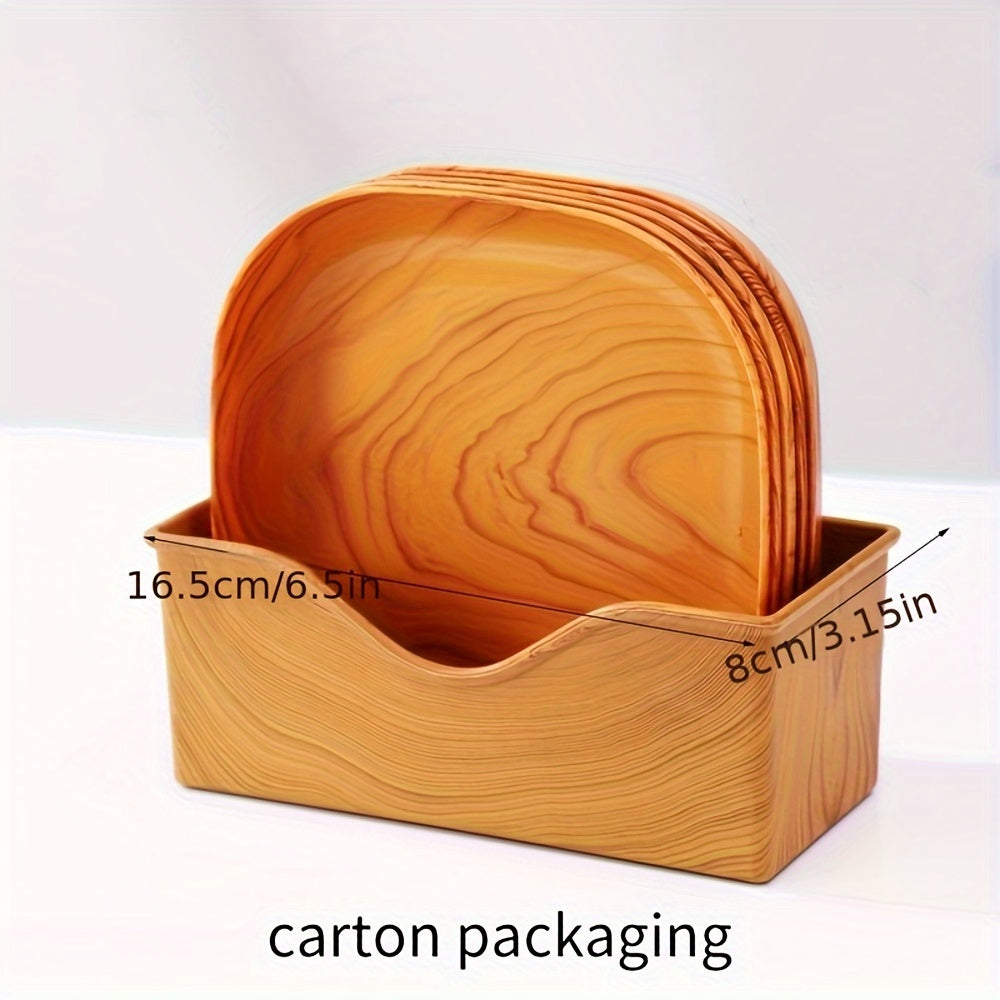 Set of 6 Lightweight Wooden Serving Plates with Stand for Fruits Desserts and Breakfast