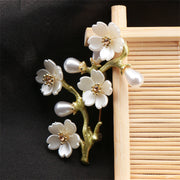 Enamel Floral Branch Brooch Alloy Pin Elegant Gift for Women