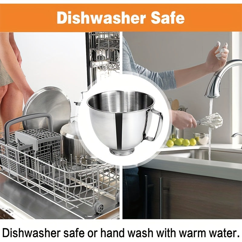 Stainless Steel Mixer Bowl 4.5 Qt Food Grade Replacement with Handle