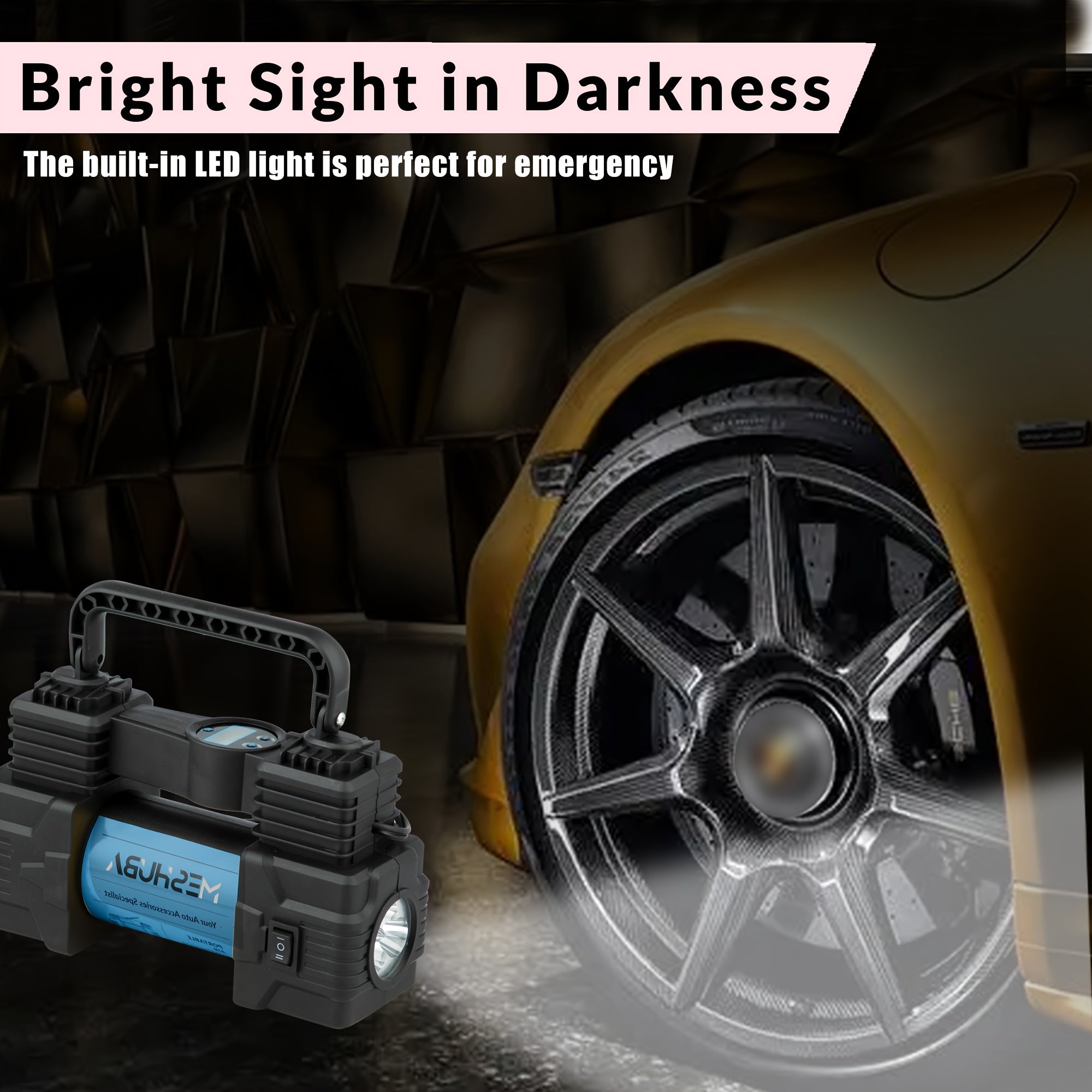 12V Portable Tire Inflator High-Pressure Air Compressor Digital Gauge for Cars Bikes Blue