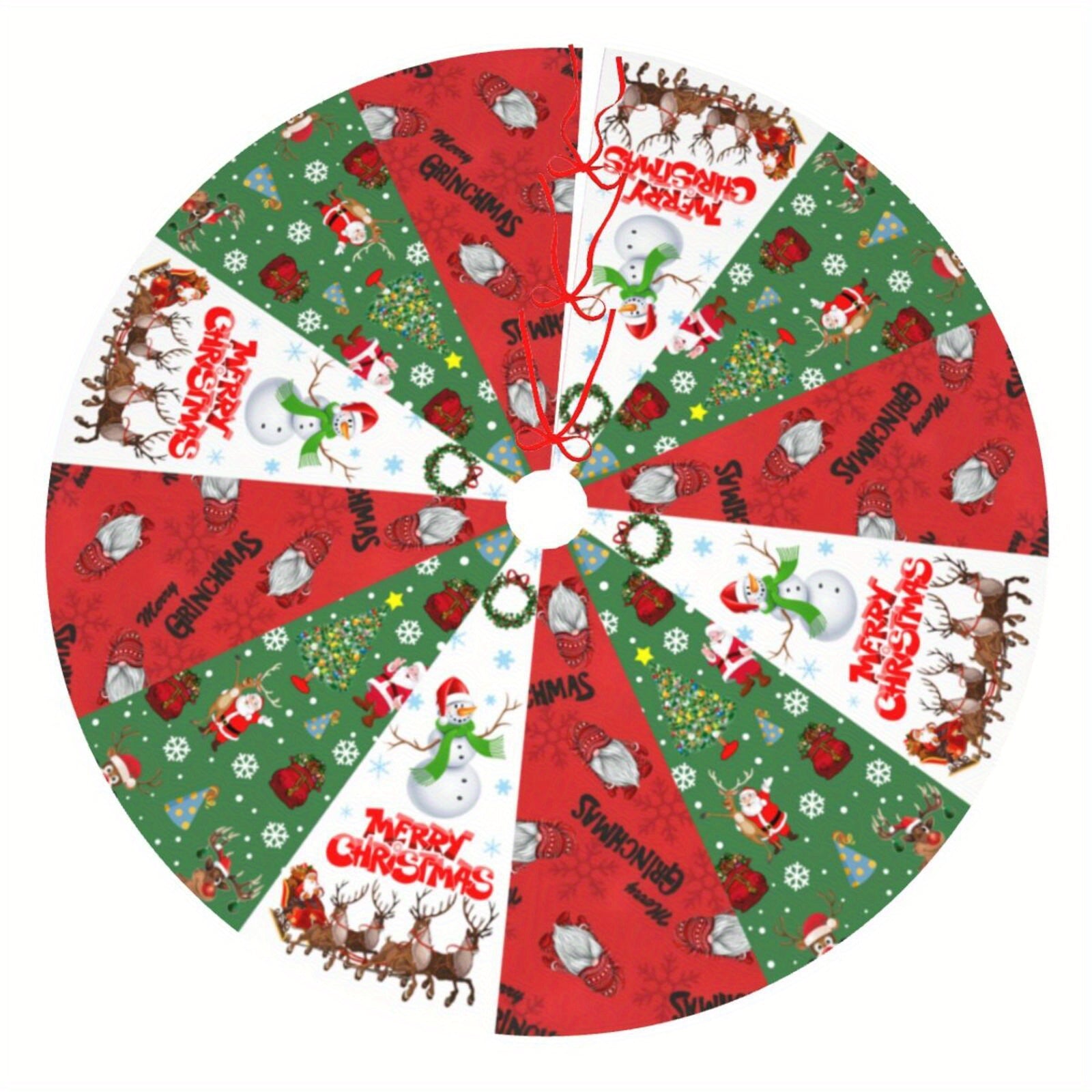 Festive Santa Claus Snowflake Christmas Tree Skirt Holiday Decor