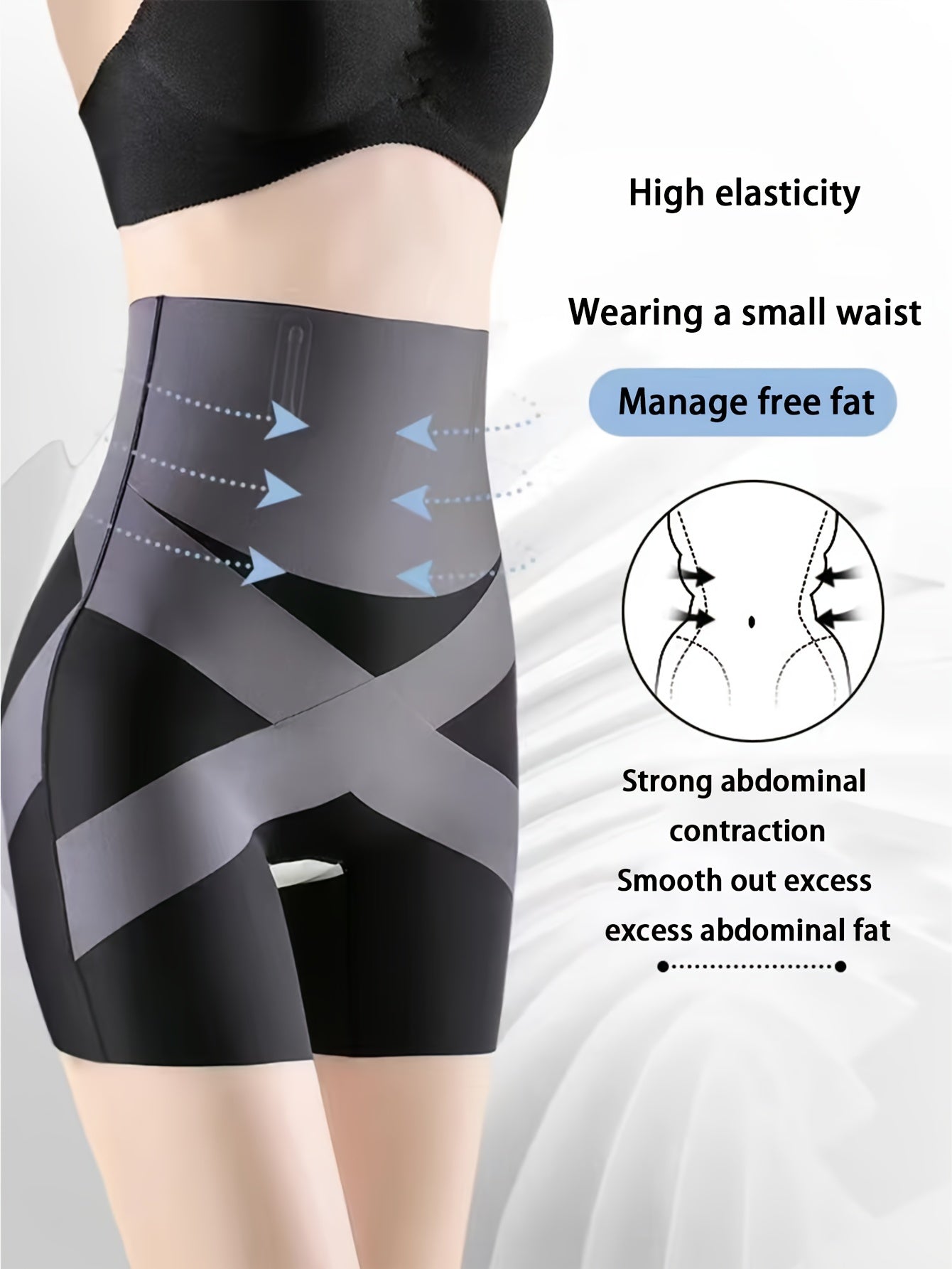 Pantalones cortos moldeadores de cintura alta para mujer con control de abdomen y tela transpirable