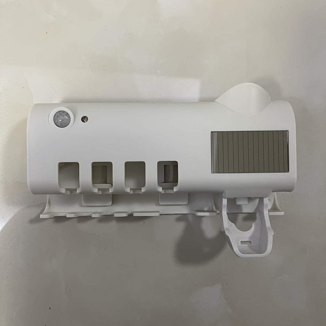Wireless Charging Toothbrush Holder with Wall Sticker and Solar Panel for Bathroom