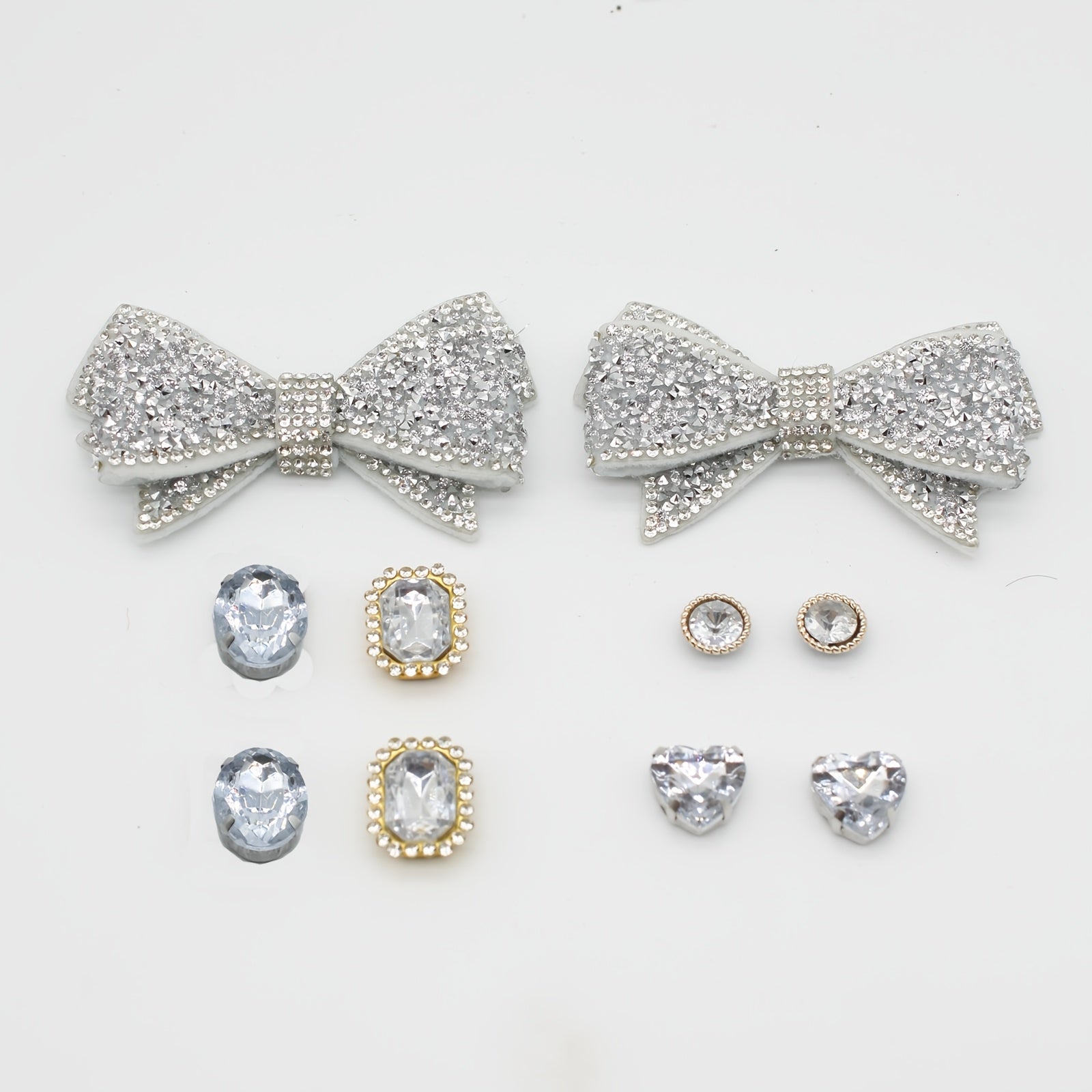 Women Shoe Charms Set With Rhinestone Bows, ABS Material Shoe Decorations
