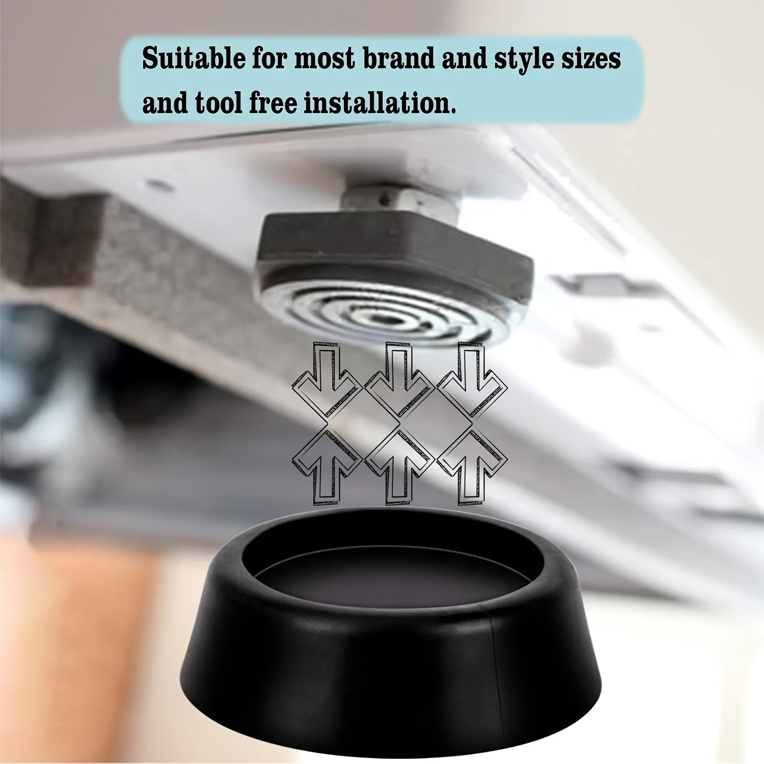 4Pcs Vibration Damping Pads for Washing Machines and Dryers Black Glossy Noise-Reducing