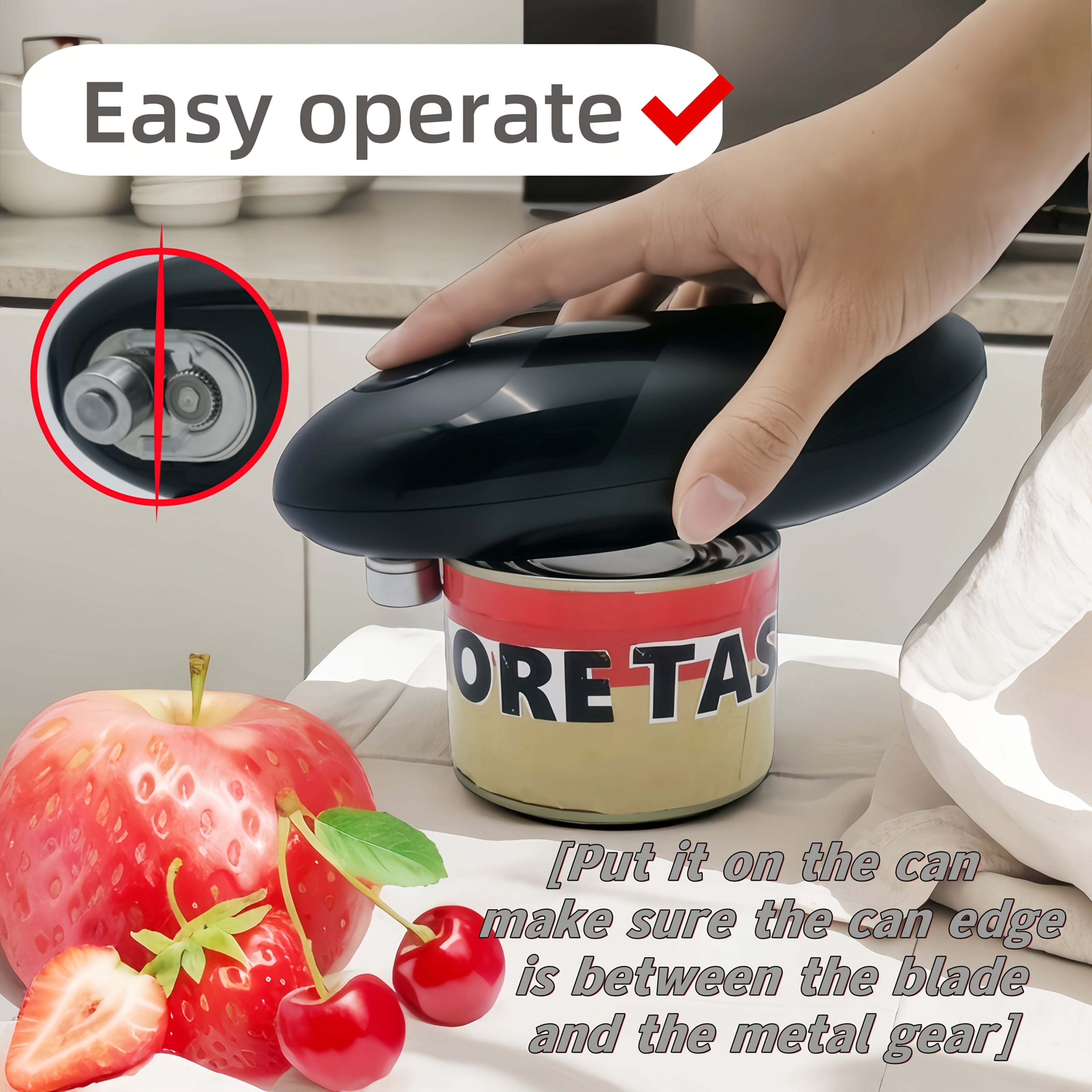 Electric Can Opener Hands-Free Battery Operated Easy Press Button Durable ABS Kitchen Accessory