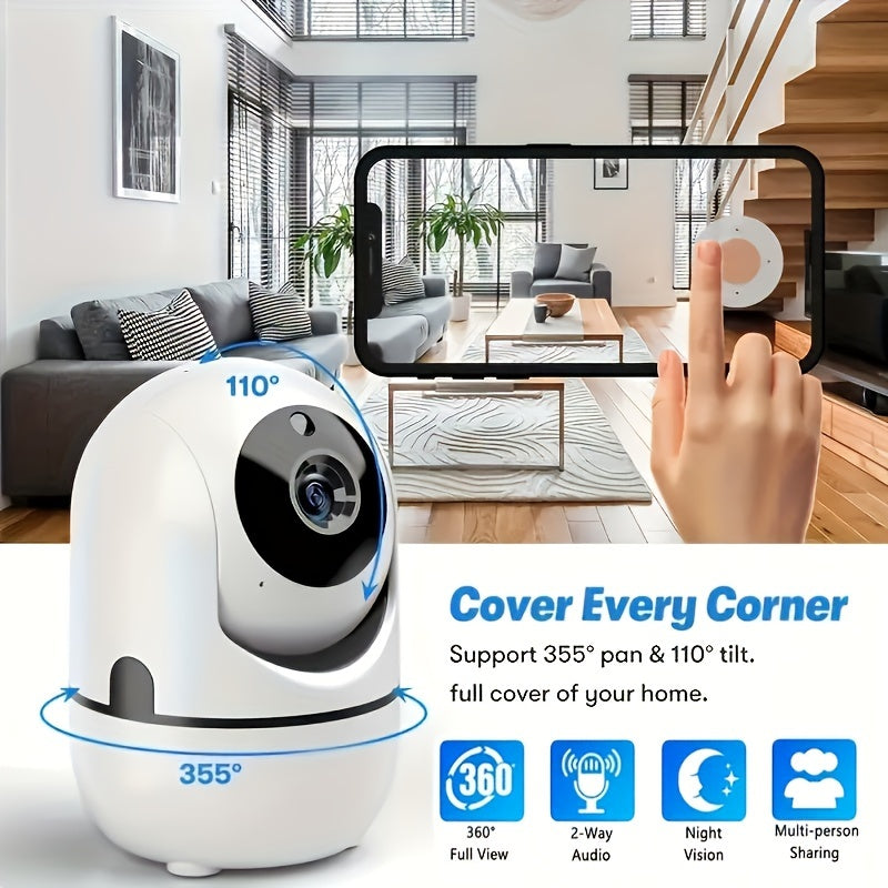 Wireless Security Camera with Night Vision and Two-Way Audio for Home Monitoring