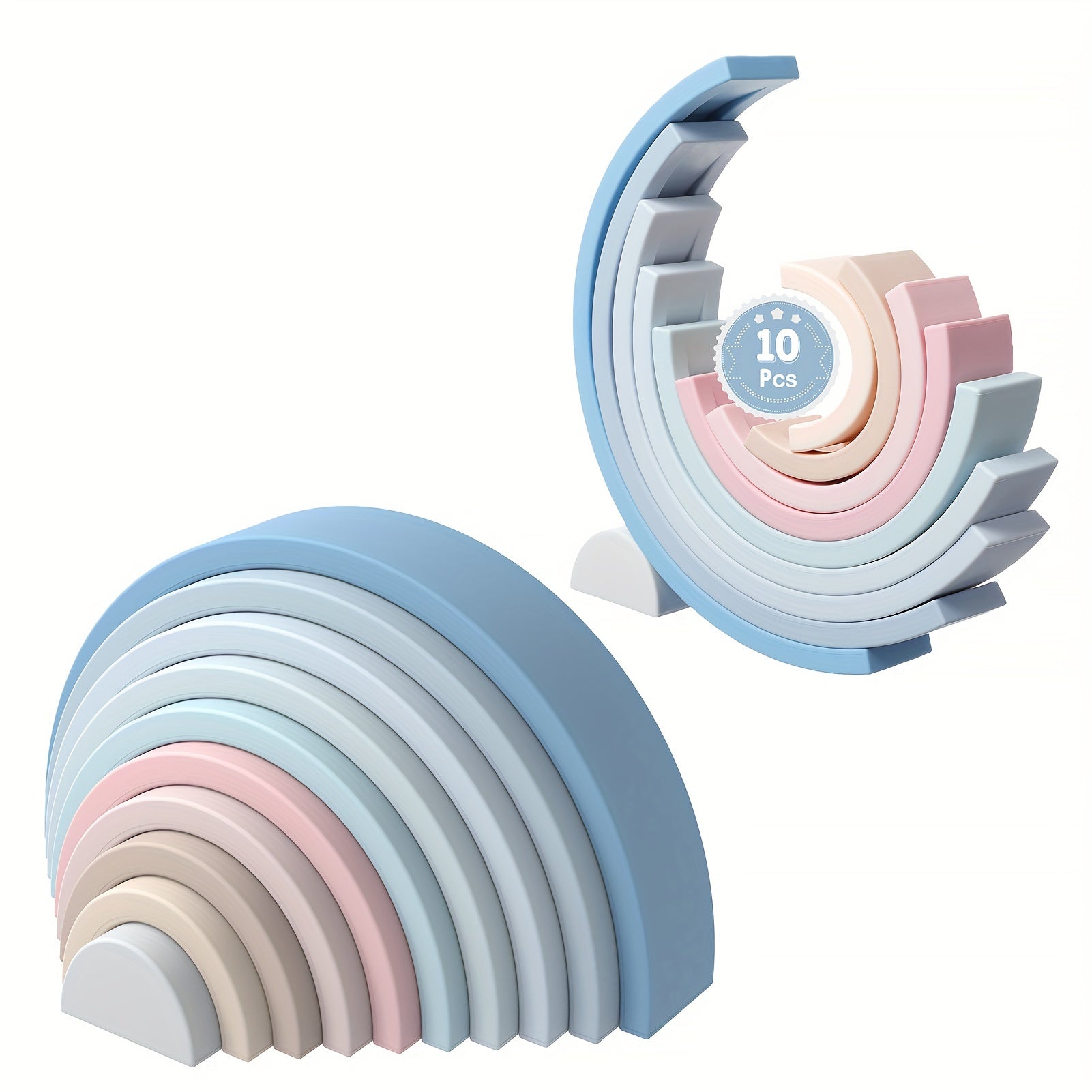 Silicone Rainbow Stacking Toy for Kids Educational Nesting Puzzle 7 Tiers