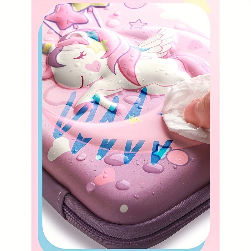 Cute Cartoon 3D Pencil Case Waterproof Large Capacity Multi-Layer Stationery Organizer Pink