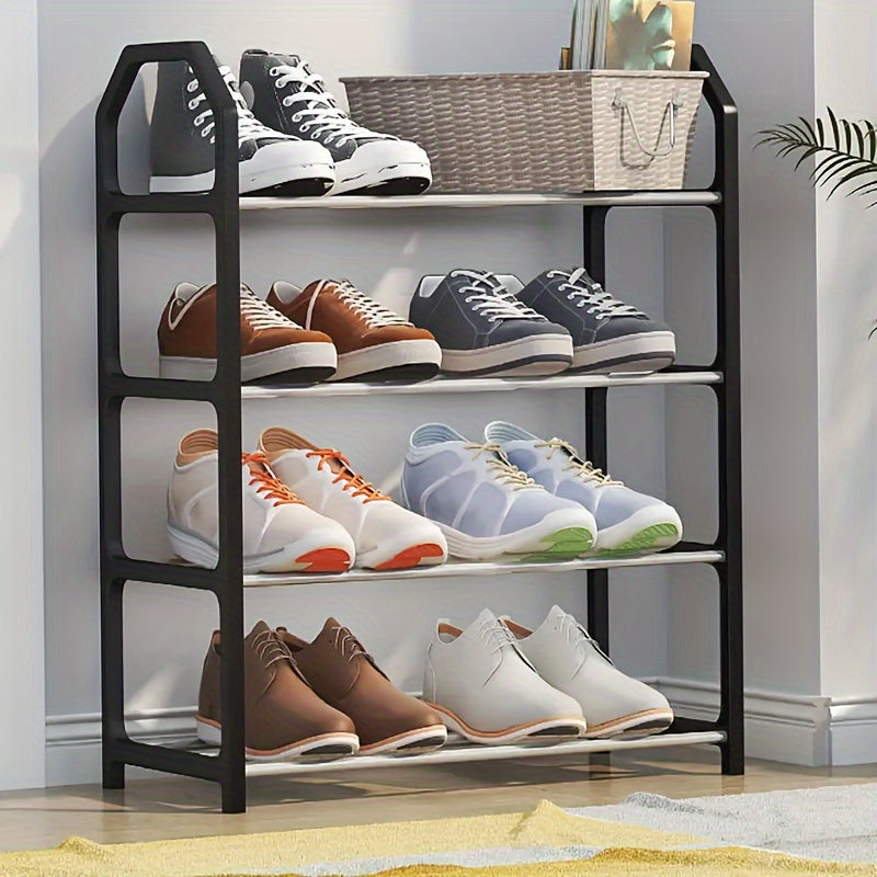 Four-Tier Stackable Shoe Rack Foldable Storage Organizer for Closet Bedroom
